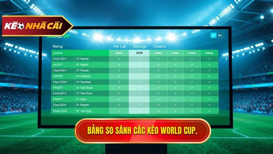 Bảng so sánh các loại kèo World Cup phổ biến